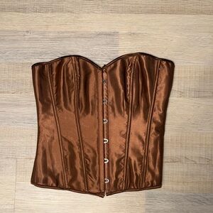 Brown Satin Corset Top